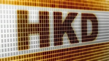 Hong Kong Doları işaret üstünde belgili tanımlık perde. 4k çözünürlüklü. Kodlayıcı Prores 4444. Harika kalitesi. Döngü.