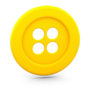 Beyaz arka planda düğme. 3D çizim.