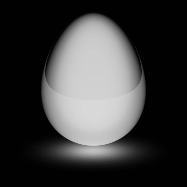 Siyah yüzey üzerinde yumurta. 3D çizim.