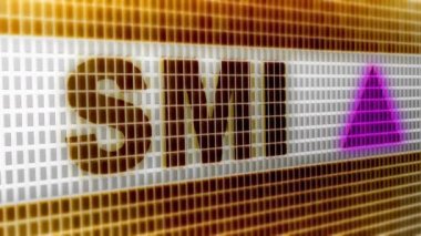 İsviçre piyasaları Endeksleri (SMI) İsviçre'nin mavi-chip borsa endeksi, 20 en büyük ve en sıvı İsviçre performans endeksi (ZPE) büyük - ve orta - cap stokları var. Döngü. 3D çizim.