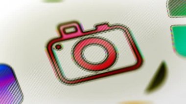 Ekranda kamera simgesi. 4 k çözünürlüklü görüntüleri döngü var. ProRes 4444. 3D çizim.