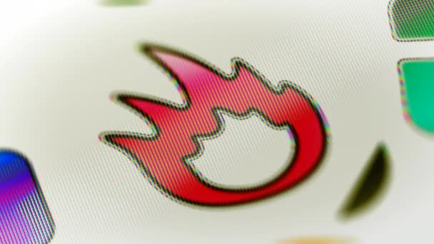 Значок Пламени Экране Зацикленные Кадры Имеют Разрешение Прорес 4444 Моделирование — стоковое видео