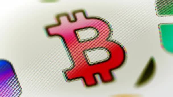 Icono Bitcoin Pantalla Las Imágenes Bucle Tienen Resolución Prores 4444 — Vídeos de Stock