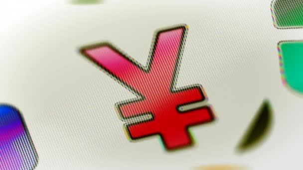 Yen Simgesini Ekranında Çözünürlüklü Görüntüleri Döngü Var Prores 4444 Çizim — Stok video