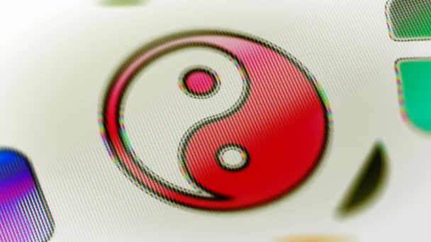 Ying Yang Simgesi Ekranda Çözünürlüklü Görüntüleri Döngü Var Prores 4444 — Stok video