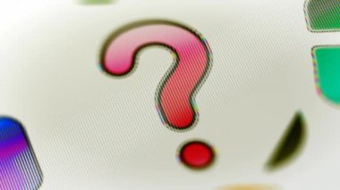 Ekranında soru işareti. 4 k çözünürlüklü görüntüleri döngü var. ProRes 4444. 3D çizim.