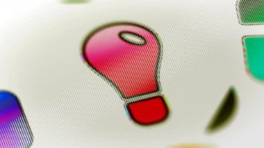 Fikir simgesi ekranda. 4 k çözünürlüklü görüntüleri döngü var. ProRes 4444. 3D çizim.