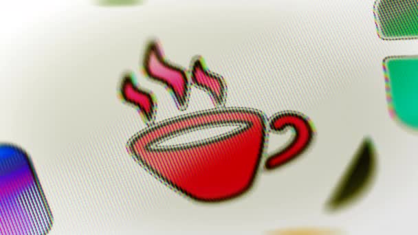 Kaffee Symbol Auf Dem Bildschirm Looping Aufnahmen Haben Eine Auflösung — Stockvideo