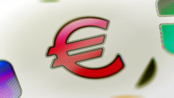 Euro Symbol Auf Dem Bildschirm Looping Aufnahmen Haben Eine Auflösung — Stockvideo