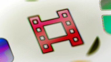 Sinema ekranında simgesi. 4 k çözünürlüklü görüntüleri döngü var. ProRes 4444. 3D çizim.