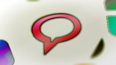 Sohbet simgesi ekranda. 4 k çözünürlüklü görüntüleri döngü var. ProRes 4444. 3D çizim.