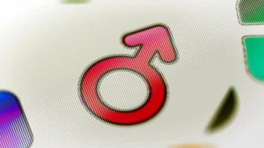 Erkek simgesi ekranda. 4 k çözünürlüklü görüntüleri döngü var. ProRes 4444. 3D çizim.