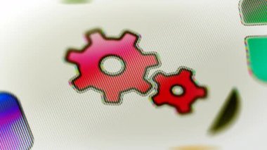 Dişli simgesini ekranında. 4 k çözünürlüklü görüntüleri döngü var. ProRes 4444. 3D çizim.