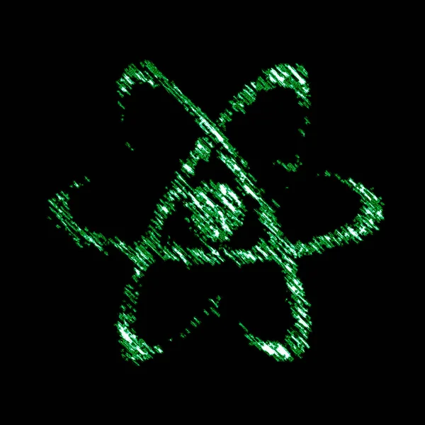 Atom Ikonen Den Svarta Bakgrunden Illustration — Stockfoto