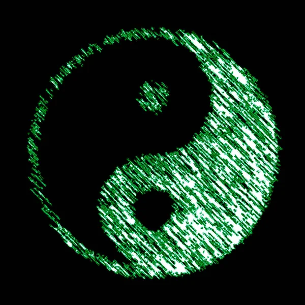 Ying Yang Icon Black Background Illustration — Stock Photo, Image