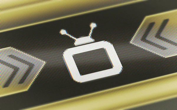 TV icon in the screen. 3D Illustration.