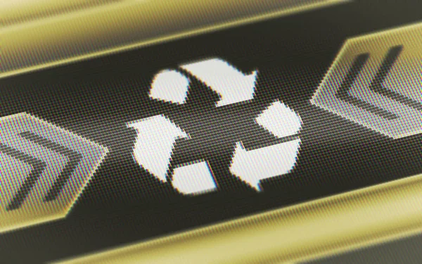 Recycle icon in the screen. 3D Illustration.
