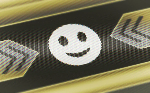 Smile icon in the screen. 3D Illustration.