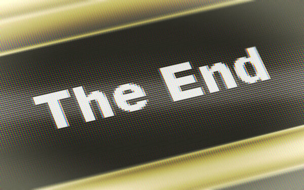 "The End" in the screen. 3D Illustration.