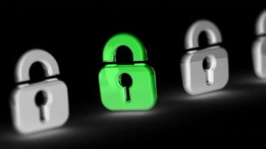 Kilit simgesi siyah arka plan. 4 k çözünürlüklü görüntüleri döngü var. ProRes 4444.  