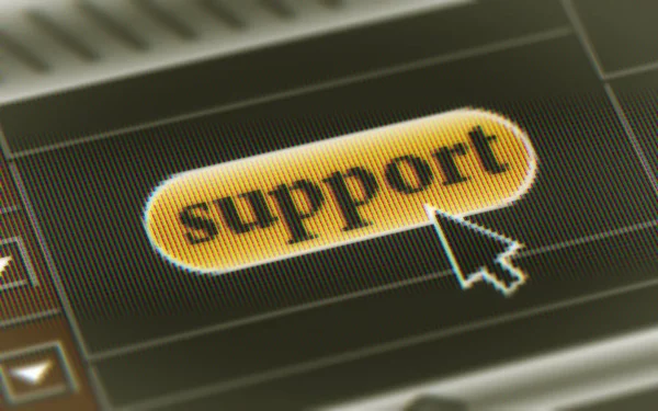 Support button in the screen. 3D Illustration.