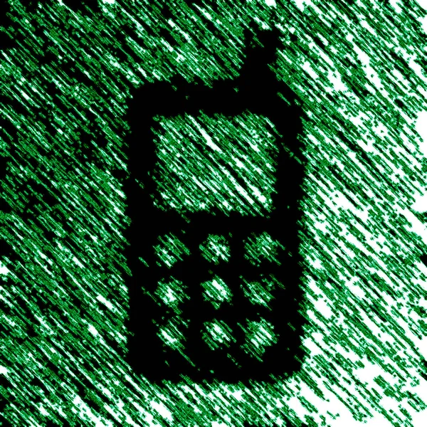 黒い携帯電話アイコン カラー図解 — ストック写真