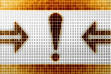 Ekranında dikkat simgesi. 3D çizim.