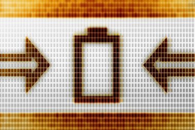 Pil simgesi ekranda. 3D çizim.