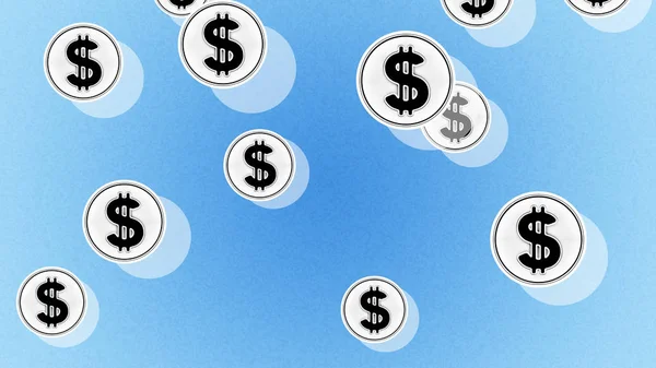 Ícones Dólar Fundo Azul Ilustração — Fotografia de Stock
