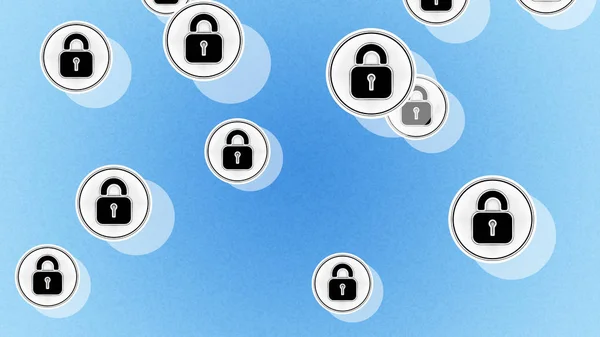 Lock Icons Blue Background Illustration — Stock Photo, Image