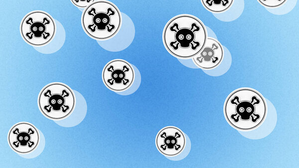 Вирусные иконы на синем фоне. Иллюстрация
.