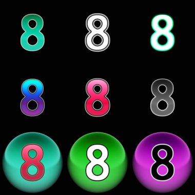 Sayı simgesi. Renkli çizimi.