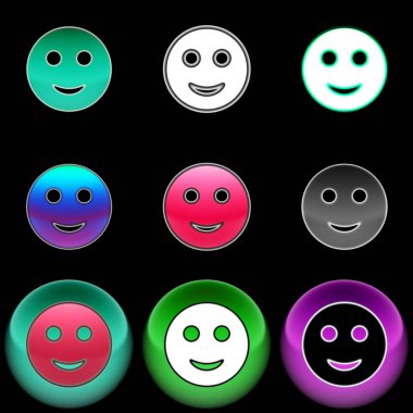 Gülümseme simgesi. Renkli çizimi.