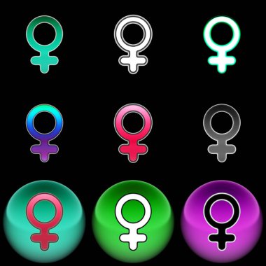 Kadın simge. Renkli çizimi.