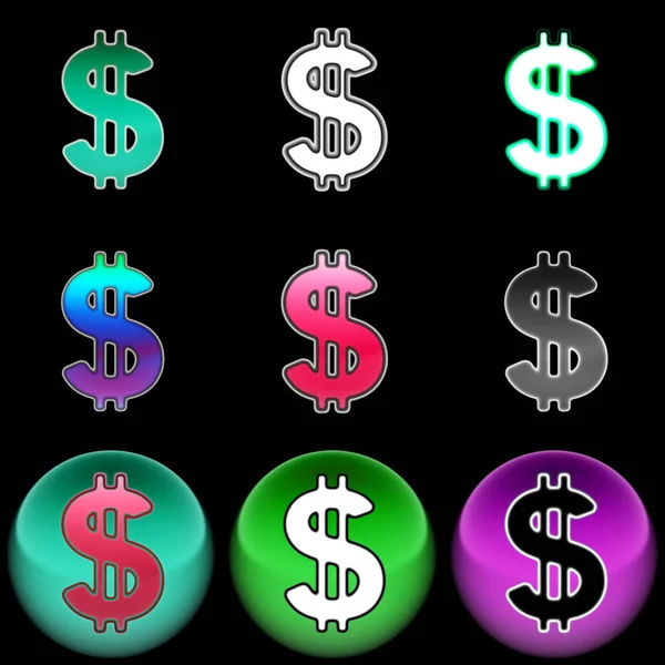 Ikonę Dolar Ilustracja Kolor — Zdjęcie stockowe