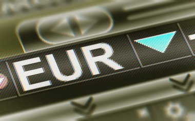 Euro. Aşağı. 3D çizim.
