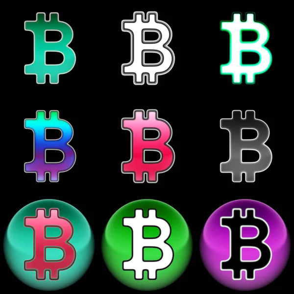 Bitcoin Jel Ikon Kereskedelem — Stock Fotó