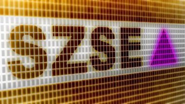 Shenzhen Borsası, Şanghay Borsası ve Hong Kong Stock Exchange ile birlikte Çin 'in üç borsasında yer almaktadır. looping görüntüleri 4k çözünürlüğe sahiptir. ProRes 4444. 3D Illustration.