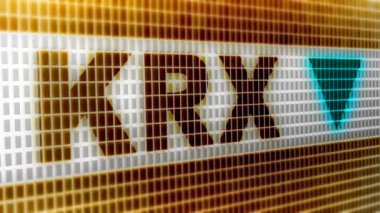 Kore Exchange (Krx) Güney Kore tek Menkul Kıymetler Satım işleçtir. 4 k çözünürlüklü görüntüleri döngü var. ProRes 4444. 3D çizim.