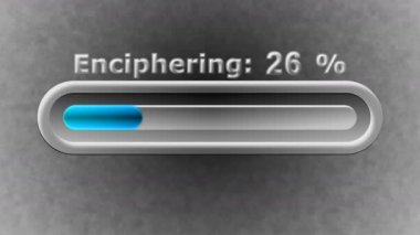 Enciphering sürecinin ekranında. 4k çözünürlüklü. ProRes 4444. İllüstrasyon.