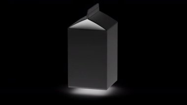 Süt kutusu. Döngü görüntüleri 4k çözünürlüğe sahiptir. ProRes 4444. Alfa kanalı. 3D Illustration.