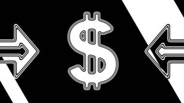 Dolar simgesi. Döngü görüntüleri 4k çözünürlüğe sahiptir. Illüstrasyon.