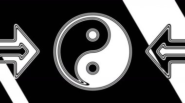 Ying-Yang simgesi. Döngü görüntüleri 4k çözünürlüğe sahiptir. Illüstrasyon.