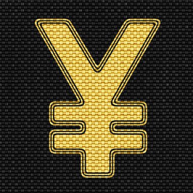 Kumaşın Dokusunda Yen simgesi. Görüntü.