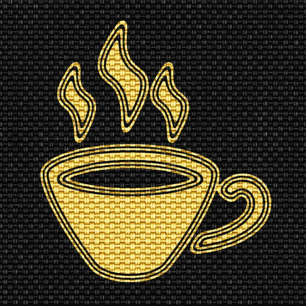 Иконка Кофе Текстуре Ткани Иллюстрация — стоковое фото
