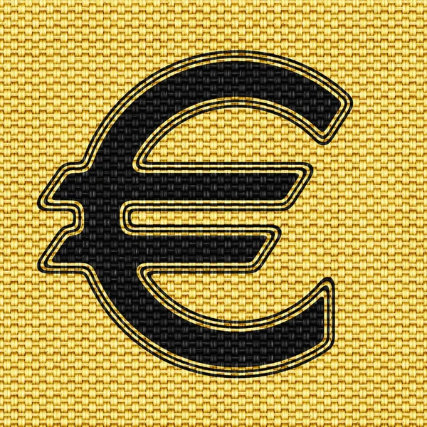 Icône Euro Dans Texture Tissu Illustration — Photo