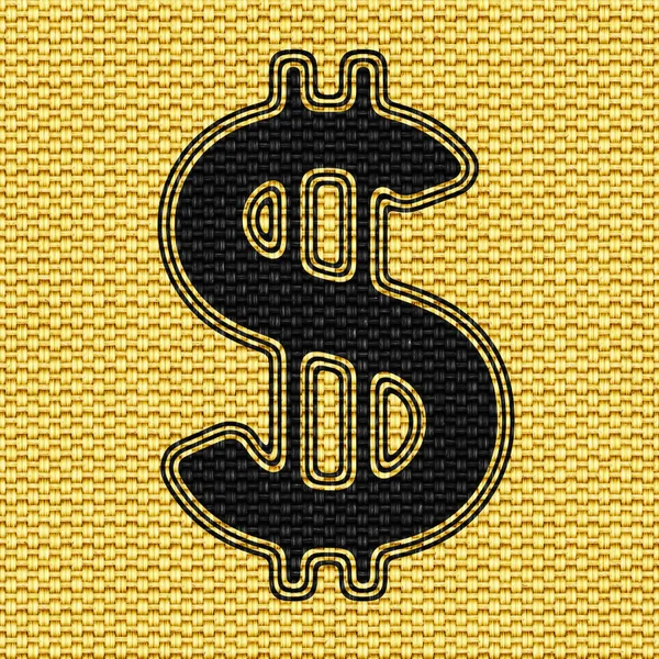 织物纹理中的美元图标 — 图库照片