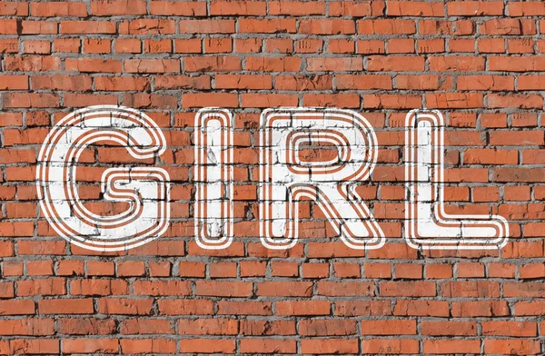 Una Chica Inscripción Muro Ladrillo Sin Costura — Foto de Stock