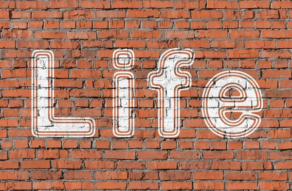 Life Inscription Seamless Brickwall — Stock Photo, Image