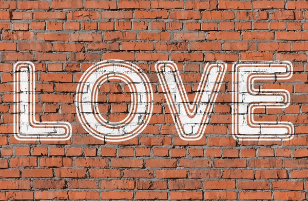 Amor Inscripción Muro Ladrillo Sin Costura — Foto de Stock